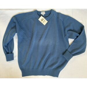 IZOD Club Mens L Vintage Sweater Crew Neck Long Sleeve‎ Blue Cotton Knit Golf